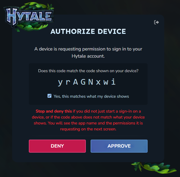 The authorization page with the confirmation box and the Approve button